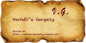 Verhás Gergely névjegykártya